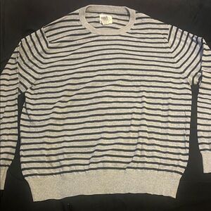 St. John's Bay Men's Striped Gray and Black Crewneck Sweater